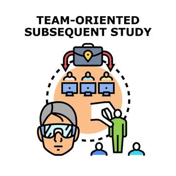 Team oriented subsequent study concept with people and data Stock Illustration