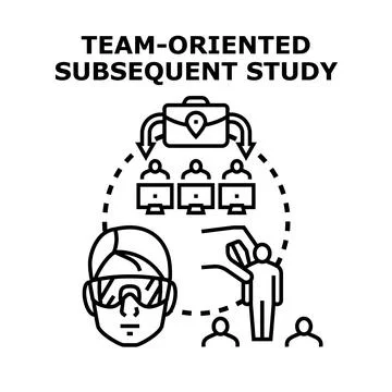 Team oriented subsequent study concept with people and data Stock Illustration