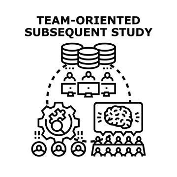 Team oriented subsequent study process concept Stock Illustration