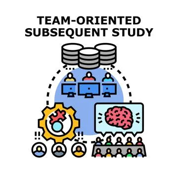 Team oriented subsequent study process concept Stock Illustration