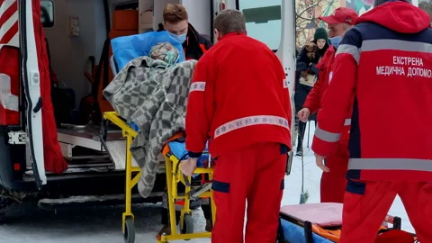 Team of Paramedics React Quick to Bring Injured Patient to Healthcare Hospital Stock Footage 167961845