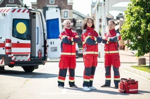 Team of paramedics ready for their shift Stock Photos