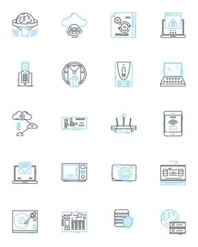 Team partnership linear icons set. Collaboration, Trust, Support Stock Illustration