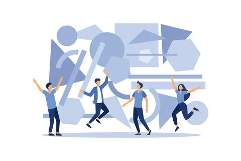 A team of people assemble Illustrazione stock