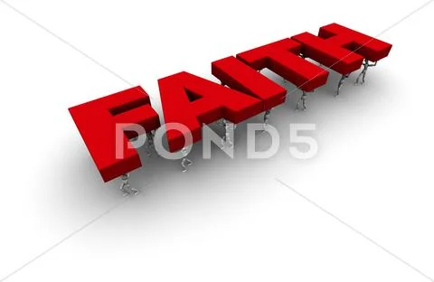 Team Of People Carrying 'Faith' Stock Illustration