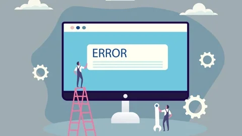 A team of people collaboratively fixing a computer with an error screen, su.. Stock Footage 304778056