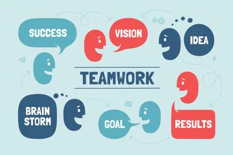 Team people with different shapes cloud talk or bubble for business themes Stock Illustration