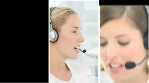 Team of people at work in a call centre Stock Footage