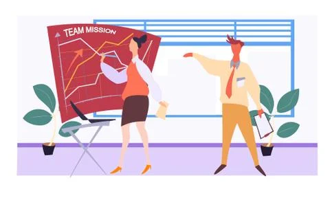 A team of people working on a project, a group analytic brainstorming method Stock Illustration