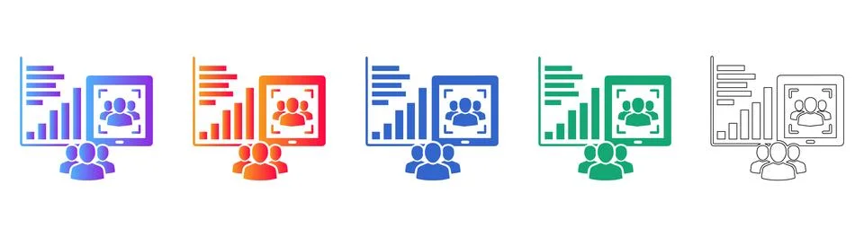 Team Performance Analytics Dashboard Icon Set Illustrazione stock