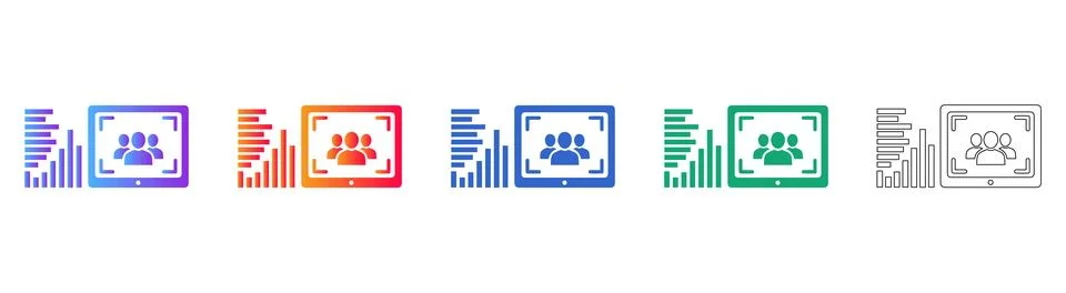 Team Performance Data Analytics Window Icons Stock Illustration