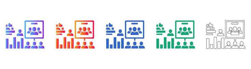 Team Performance Presentation Icons Stock Illustration