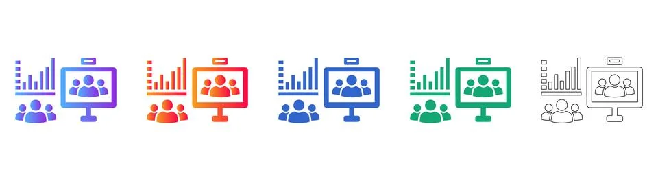 Team Performance Reporting Icons Stock Illustration
