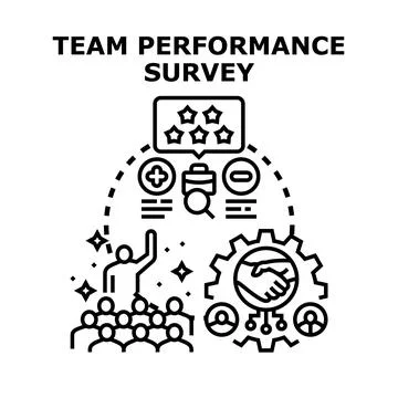 Team performance survey analyzing business productivity results Stock Illustration