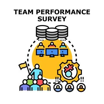 Team performance survey analyzing business productivity data Stock Illustration