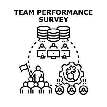Team performance survey analyzing business productivity data Stock Illustration
