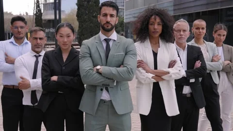 Team portrait multi-ethnic successful professionals posing confidence. Young and Stock Footage 245913031