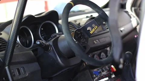 Team prepares the car for start, on Rally Stock Footage 144552541