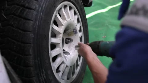 Team prepares the car for start, on Rally Stock Footage 144554633