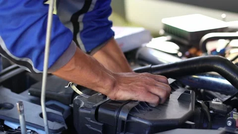 Team prepares the car for start, on Rally Stock Footage 144554763