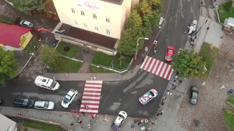 Team prepares the car for start, on Rally Stock Footage 144559935