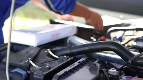 Team prepares the car for start, on Rally Stock Footage 144563207