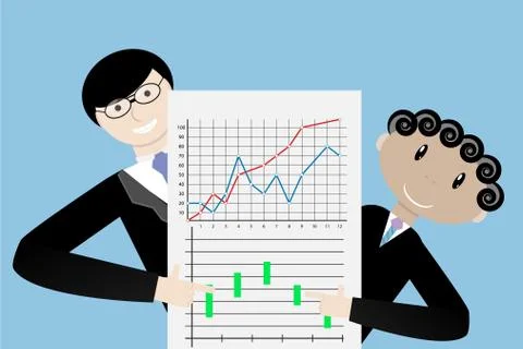 Team present successful indexes Stock Illustration