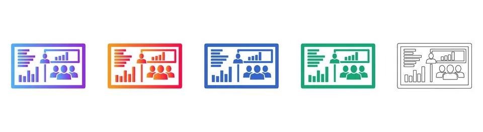 Team Presentation Analytics Dashboard Icons Illustrazione stock