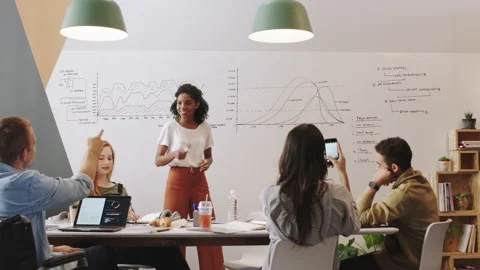 Team, presentation and teamwork business speaker at a office presentation Video stock 214343449