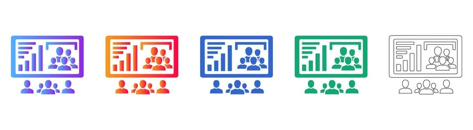 Team Presentation Chart Icons Stock Illustration