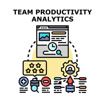Team productivity analytics analyzing business performance management Stock Illustration