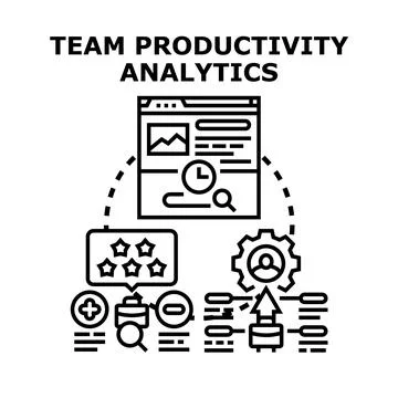 Team productivity analytics analyzing business performance management Stock Illustration