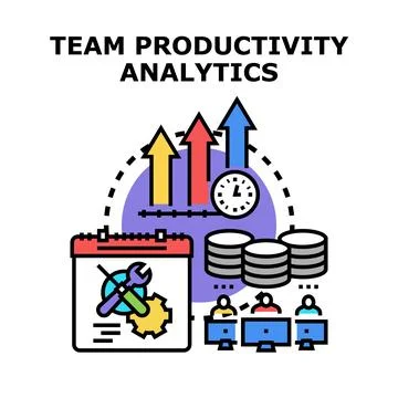 Team productivity analytics concept improving business performance Ilustração Stock