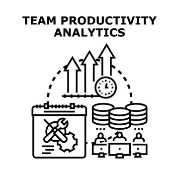 Team productivity analytics concept improving business performance Stock Illustration