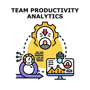 Team productivity analytics optimizing work performance evaluation Stock Illustration