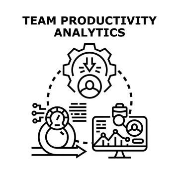 Team productivity analytics optimizing work performance evaluation Stock Illustration