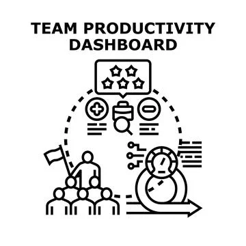 Team productivity dashboard displaying workflow and progress management Ilustração Stock