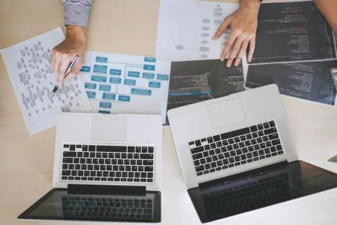 Team of Professional Developer programmer cooperation meeting and brainstormi Stock-Fotos