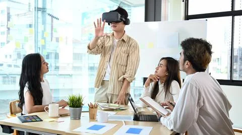 Team of professional developers is brainstorming for augmented reality Stock Photos