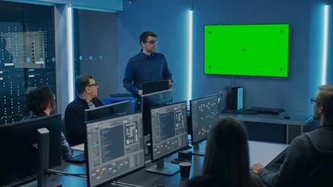 Team of Professional IT Developers Have a Meeting, Speaker Talks about About New Stock Footage 103278350