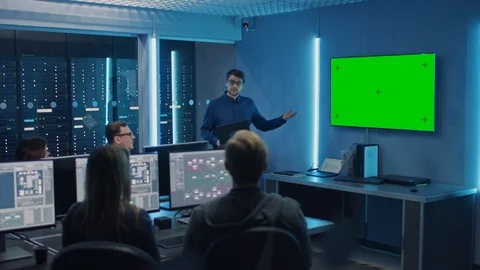 Team of Professional IT Developers Have a Meeting, Speaker Talks about About New Stock Footage 103278656