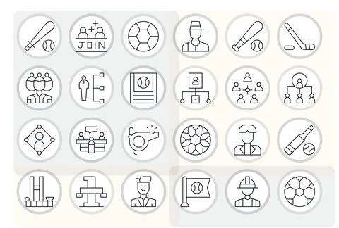 Team Professional Vector Set with 24 Thin Line Display Perfect 256x256 Icons Stock Illustration