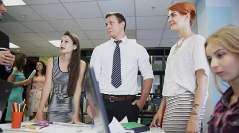 Team of professional working together, choosing, talking, correcting Stock Footage 66298889
