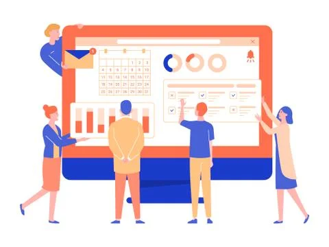 Team of professionals working on a project. Иллюстрация