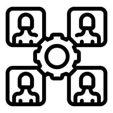 Team of professionals working together with gear symbol for collaboration Stock Illustration