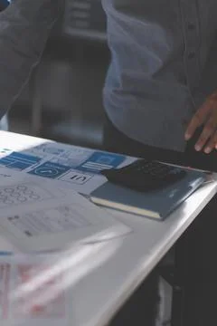 Team of Program Developer Collaborating on UXUI Design Planning in a Modern.. Stock Photos