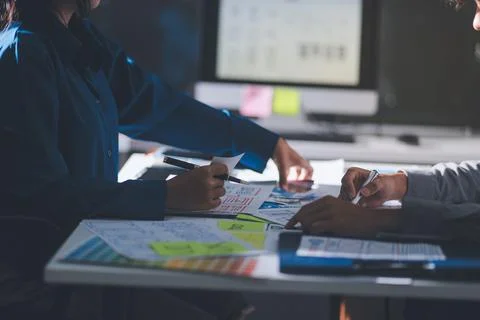 Team of Program Developer Collaborating on UXUI Design Planning in a Modern.. Stock Photos