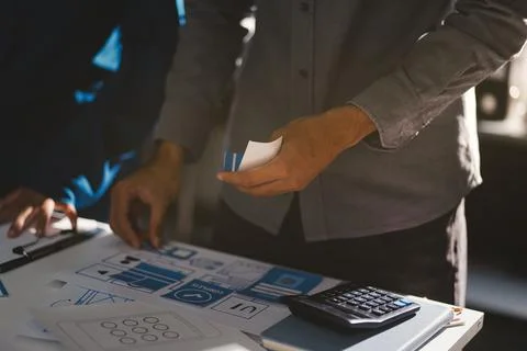 Team of Program Developer Collaborating on UXUI Design Planning in a Modern.. Stock Photos