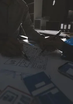Team of Program Developer Collaborating on UXUI Design Planning in a Modern.. Foto stock