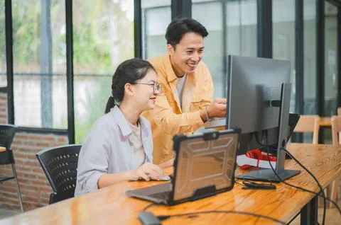 Team programmer focuses on software development, site design, and the advan.. Stock Photos